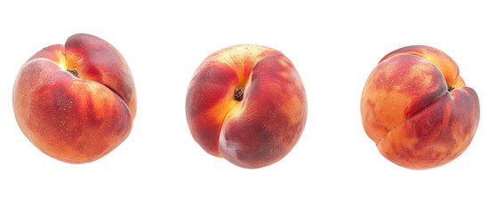 Set of Three peaches on isolated on white background top view