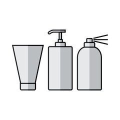 Set of cosmetics. Cosmetics icons. Three different jars of cosmetics. Vector illustration isolated on a white background for design and web.