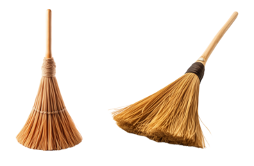 Set of brooms. House cleaning equipment.