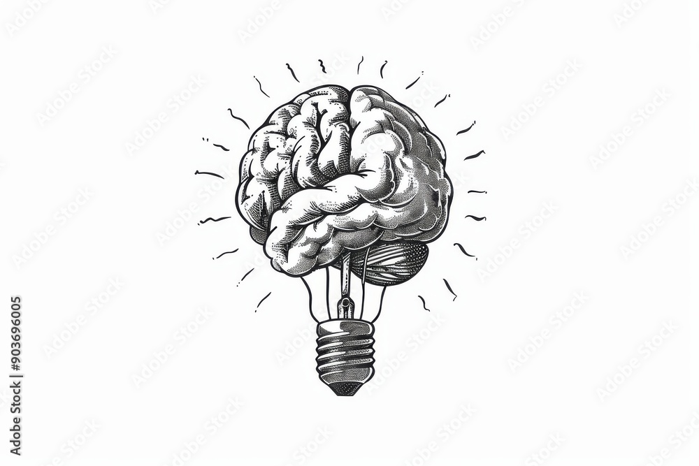 Poster White brain lightbulb with gears creativity and innovation concept vector illustration mechanical design