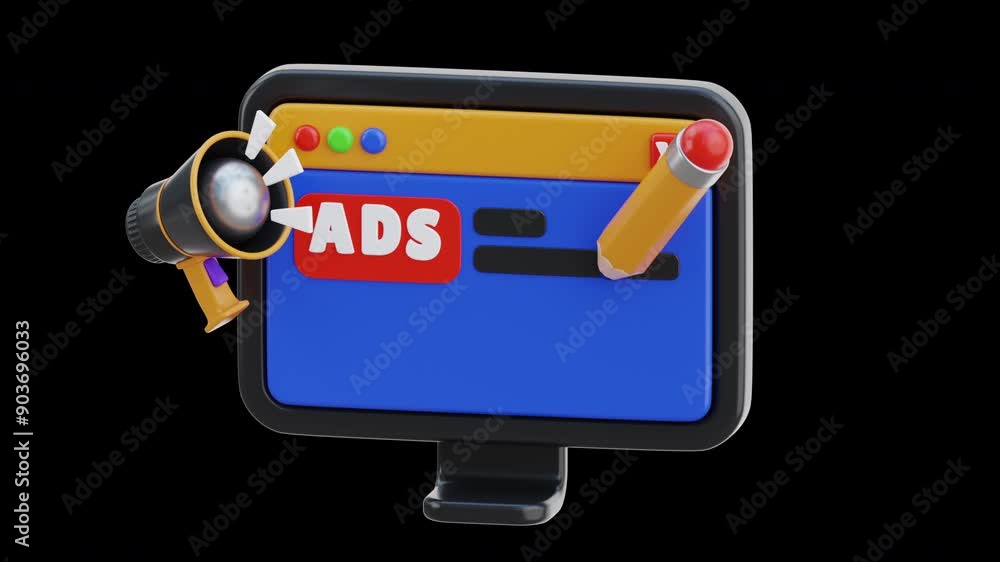 Poster 3d animation of marketing copywriting feature text | alpha channel