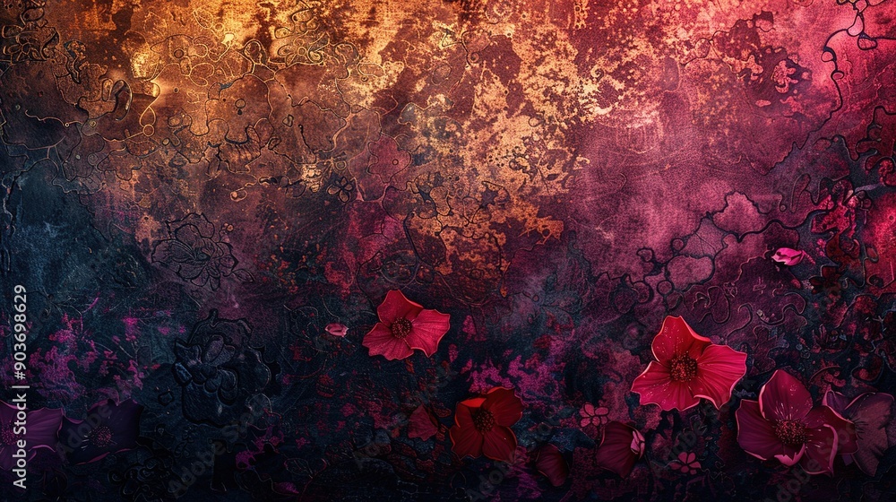Poster background texture with a mix of bold colors, dynamic patterns, and intricate details to add depth a