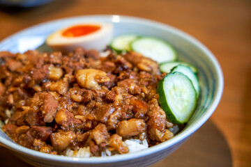 A bowl of authentic and delicious Taiwanese braised pork rice