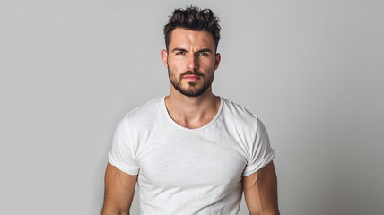 casual, people, handsome, person, model, guy, men, boy, smiling, shirt, standing, fashion, face, confident, looking, smile, lifestyle, one, studio, t-shirt, youth, expression, cool, style, hair