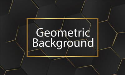 Modern black abstract background. Minimal. Color golden gradient. Dark. Web banner. Geometric shape. 3d effect. Lines stripes triangles. Design. Futuristic. Cut paper or metal effect. Luxury. Premium.