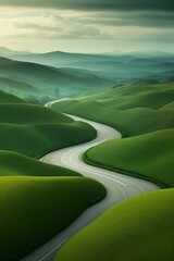 Green hills lanscape cut out