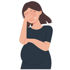  crying pregnant woman illustration