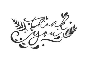 illustration of thank you lettering in black and white