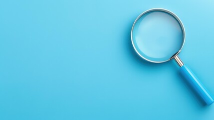 A sleek magnifying glass stands out against a  background, showcasing clarity and focus in design. Perfect for studying details.