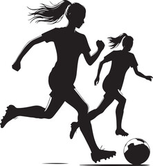 Female Soccer Silhouette Vector Illustration On Isolated White Background