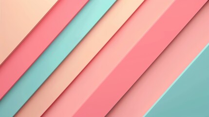 Fototapeta premium Abstract Geometric Background with Diagonal Stripes in Pastel Colors of Pink, Blue, and Beige