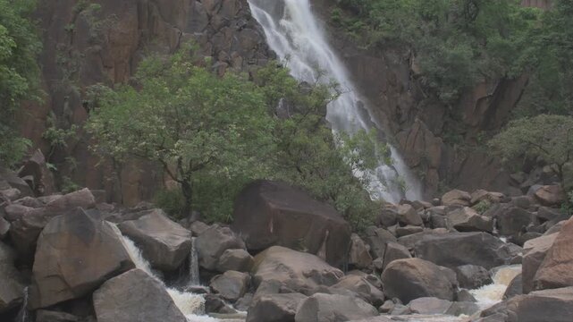 "lodh waterfalls" of "burha river", highest waterfalls in jharkhand, india, a picturesque tourist destination inside dense "palamou tiger reserve" 