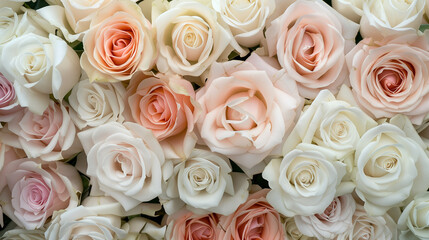 A bouquet of white and pink roses