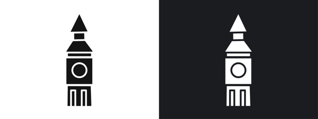 Big Ben icon linear graphics set vector in black