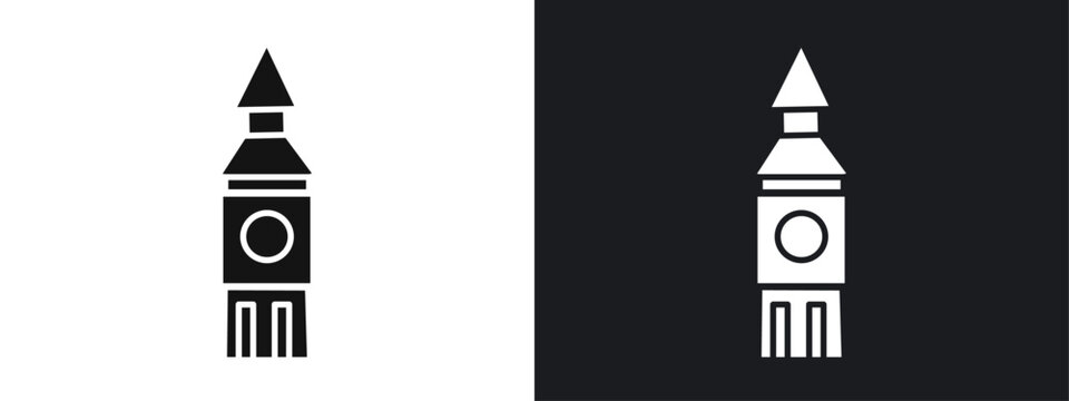 Big Ben icon linear graphics set vector in black