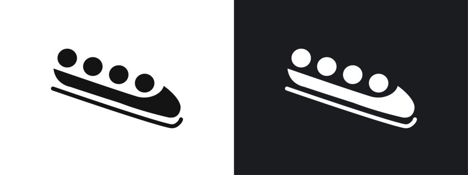 Bobsleigh icon linear graphics set vector in black
