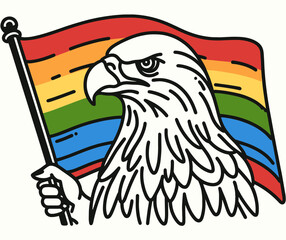  Bald Eagle With LGBTQ Rainbow Pride Flag Funny Pround Mom Dad of Gay Lesbian Ally  Vector Clipart 