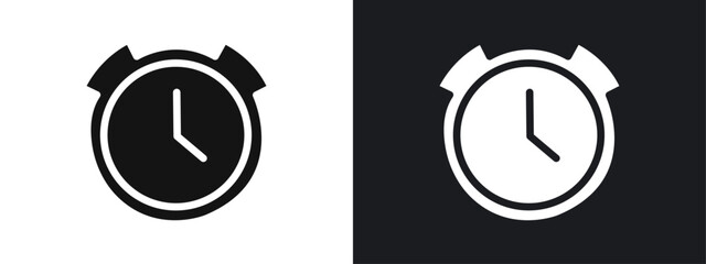 time clock watch icon linear graphics set vector in black