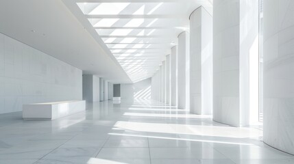 Fototapeta premium Interior of a white-themed museum architecture with natural lighting