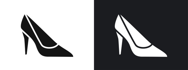 Leather shoes heel icon linear graphics set vector in black