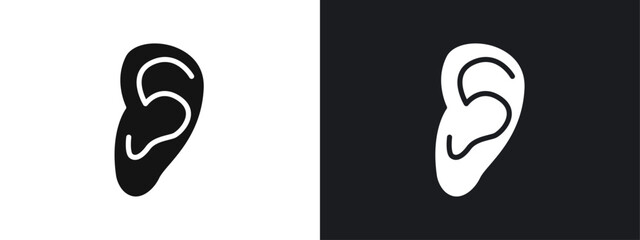 Ear icon linear graphics set vector in black