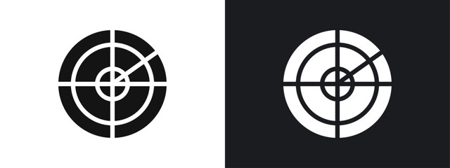 radar detection icon linear graphics set vector in black