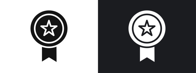 medal icon linear graphics set vector in black