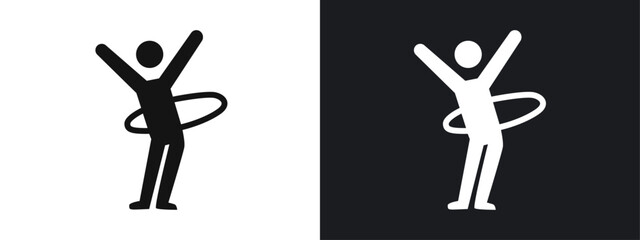 stick man hoop icon linear graphics set vector in black