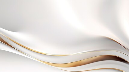 Abstract white background with gold lines, smooth elegant curves.