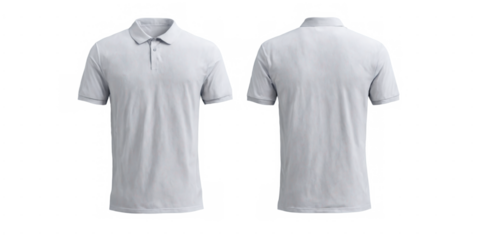 Two front back views white polo shirt shirt Blank white front