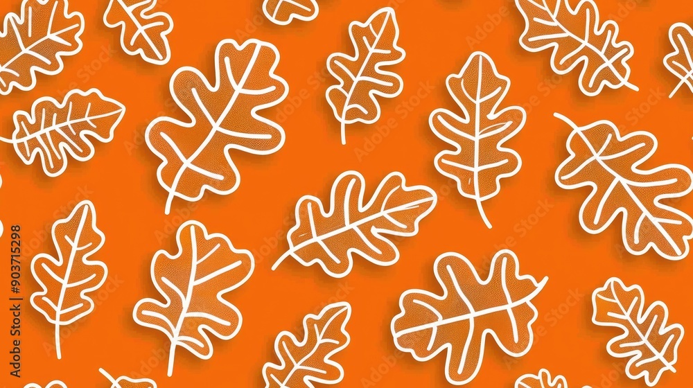 Poster autumn leaves pattern orange background