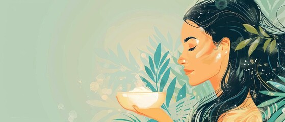 Woman applying a deep conditioning hair mask, Hair care, Intensive moisture and repair