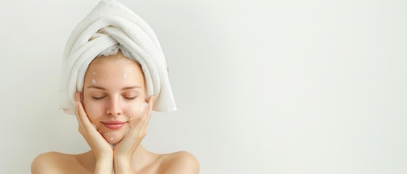 Woman using a microfiber hair towel, Hair care, Reducing frizz and drying time