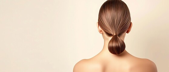 Fototapeta premium Woman with a sleek ponytail, Hair care, Smooth and elegant styling