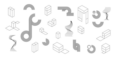 幾何学 抽象 建築 ストライプ ライン 背景 セット