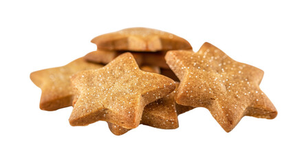 Christmas cookies in star shape on transparent background