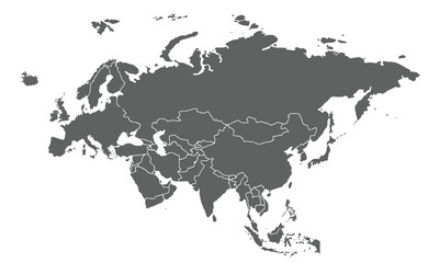 Eurasia map isolated on white background. for website layouts, background, education, precise, customizable, Travel worldwide, map silhouette backdrop, earth geography, political, reports.