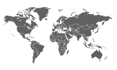 World map isolated on white background. for website layouts, background, education, precise, customizable, Travel worldwide, map silhouette backdrop, earth geography, political, reports.