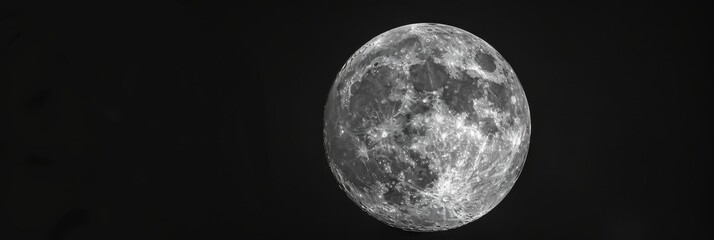 Obraz premium Close up view of a night full Moon reveals its rugged terrain, with craters, mountains, and valleys