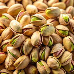 Close-up of fresh, open pistachio nuts, showcasing vibrant green and purple hues