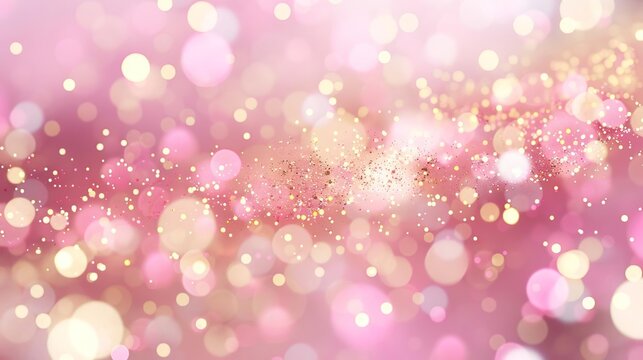 Shiny pink and gold defocused lights, modern clean background, watercolor style