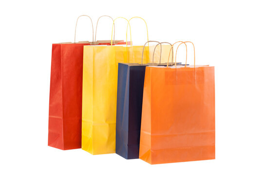 Four paper bags isolated