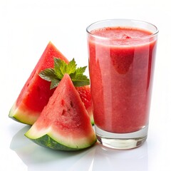 Refreshing watermelon smoothie garnished with mint, accompanied by fresh watermelon slices