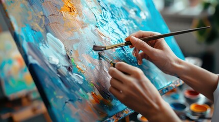 Art therapy session with a client expressing emotions through painting