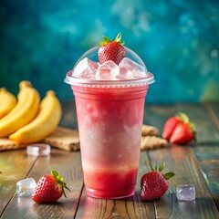 Refreshing strawberry lemonade with ice and mint, perfect for a summer day