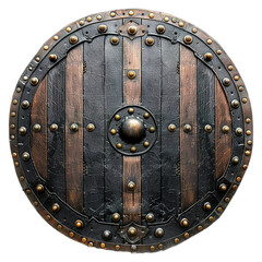 Fototapeta premium medieval buckler side view, on isolated white background