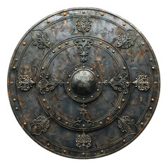 Naklejka premium medieval buckler side view, on isolated white background