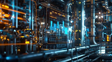 Obraz premium Visualization of AI applications in modern industrial operations