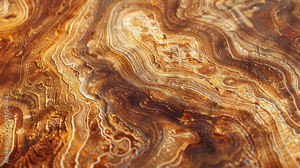 Poster a wooden surface with a pattern of lines and swirls