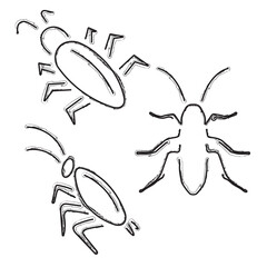 cockroaches icon set, brush strokes on a white background. Vector illustration.